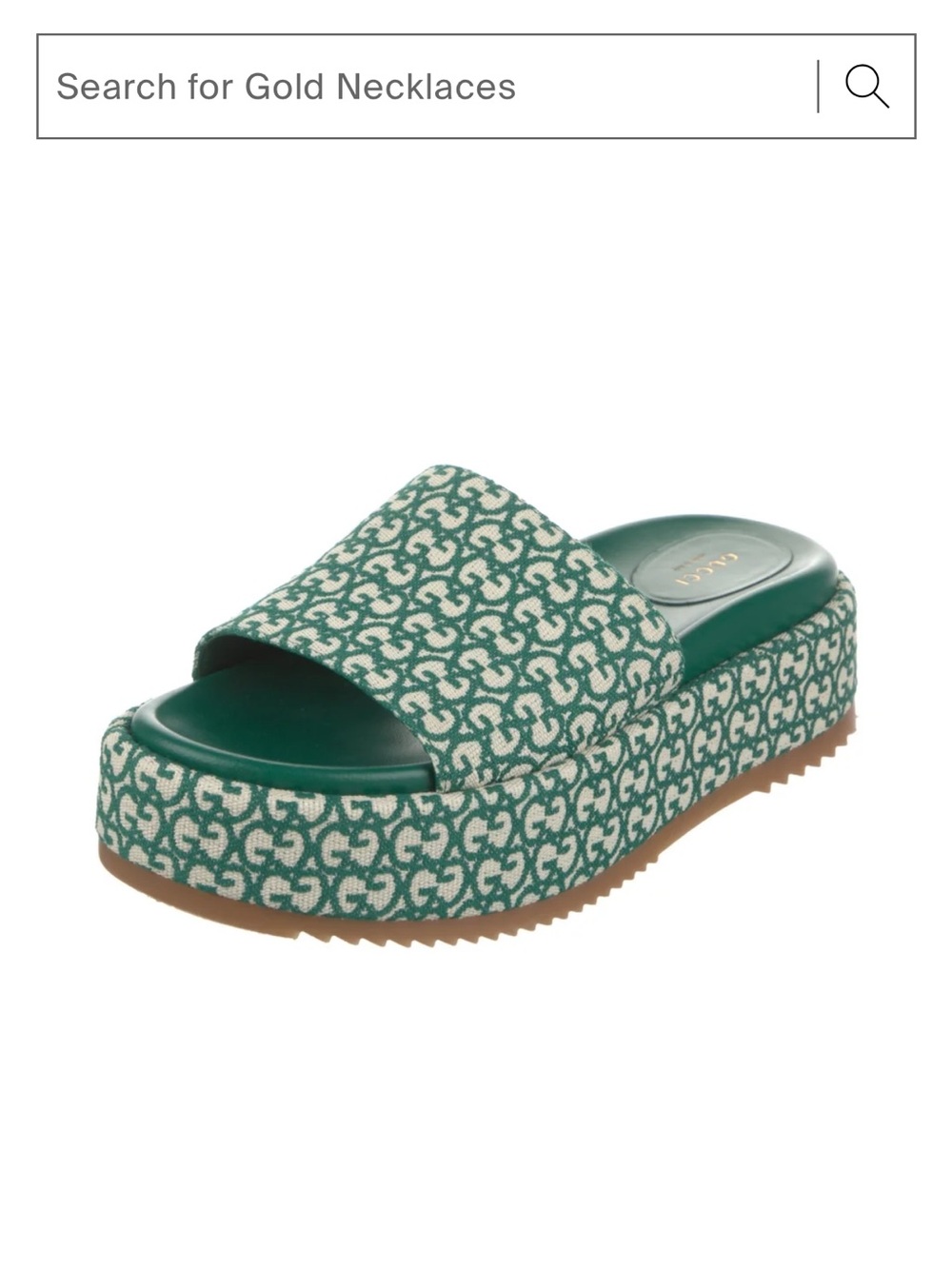 Gucci Green Jacquard Platform Slide Mule - Picture 2 of 3